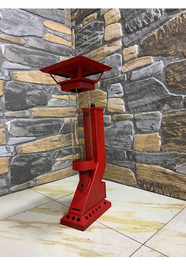 Alev Lambası Roket Tipi Pelet Soba - Kırmızı