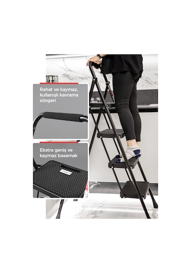 5 Basamak Siyah Merdiven Geniş Basamaklı Eurotower, Et5