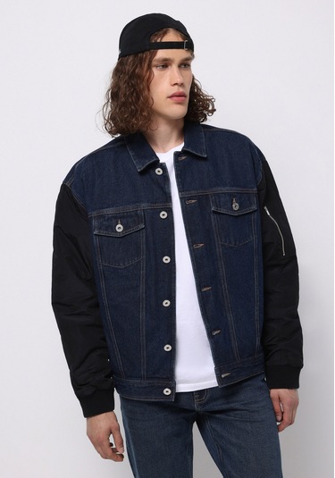 Colins Oversize Fit Düğmeli Astarsız Erkek Koyu Mavi Ceket Cl1076080 Q1.v1 Dn44498 Denim Colins Oversize Fit Düğmeli Astarsız Erkek Koyu Mavi Ceket Cl1076080 Q1.v1 Dn44498 Denim