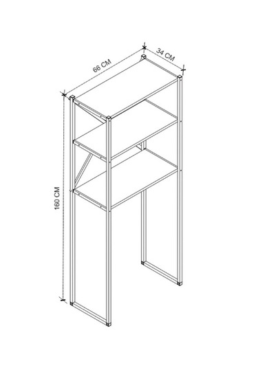 3 Raflı Banyo Organizatorü - Beyaz Beyaz