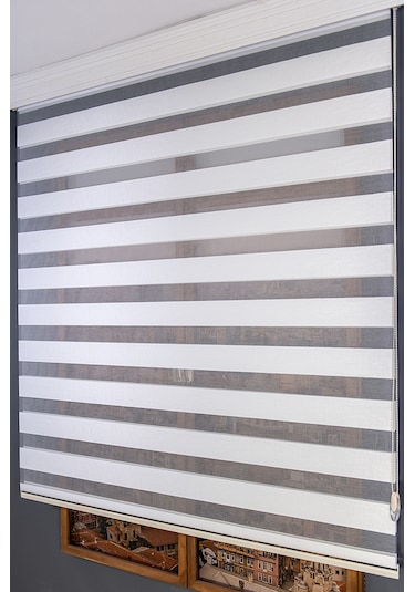 Beyaz Bambu Zebra Perde Beyaz