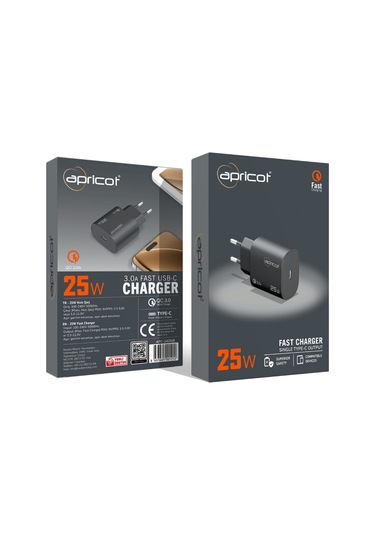 Apricot Apc-u425/b 25w Pd Siyah Hızlı Ev Şarj Adaptörü
