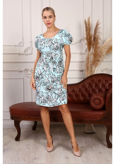 Aymeravm - Arkası Dekolteli Poplin Kadın Elbise - Knz2028Ga