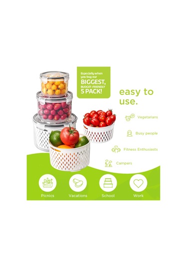 3 Adet Buzdolabı Saklama Kutusu Yuvarlak Şeffaf Drenaj Sepeti Meyve Sebze Taze Saklama Kutusu Bpa , Fda Yok