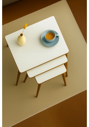 İstanbul 3'lü Zigon Sehpa %100 Mdf Beyaz