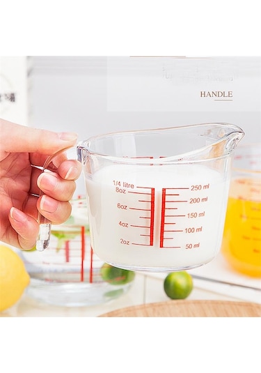 Cam Ölçüm Kabı Seti Ev Pişirme Aracı Mikrodalga Fırın Güvenli 250/500/1000ml Yüksek Kaliteli Mutfak Şeffaf Ölçüm Kabı 500ml