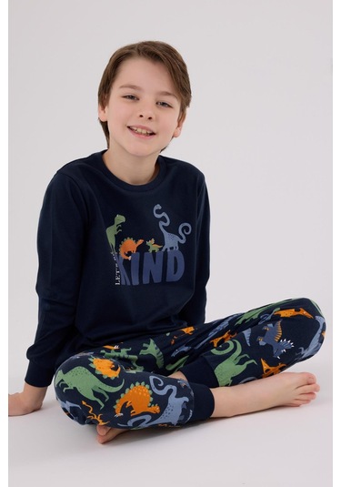 Rolypoly Erkek Çocuk Uzun Kol Pijama Takım Lacivert-1740 Lacivert