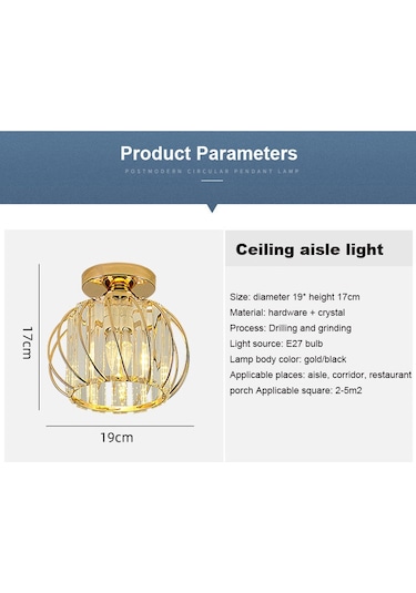 Neevoyu Kara Metal Ve Kristal Yüzeyli Modern Antik Tavan Lambası - Yarı Gömülü, 60w Maksimum, E26/e27 Uyumlu, Zirve Dekorasyon Için Siyah