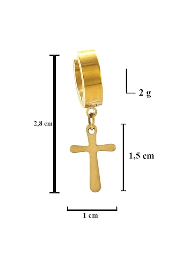 FerizZ 316L Çelik Haç Modelli Sallantılı Küpe UNK-659 Beyaz