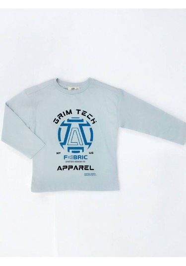 Çikoby Erkek Çocuk Grim Tech Yazılı İnce Uzun Kollu Pamuklu Tshirt-14867 Gri
