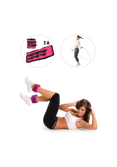 2 Kg X 2 Adet Pembe El Ayak Bileği Ağırlığı + Atlama İpi Pembe