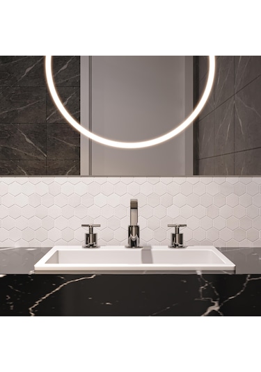 Tuqco Doğal Taş 2 Altıgen Dolomit Cilalı Mermer Mozaik