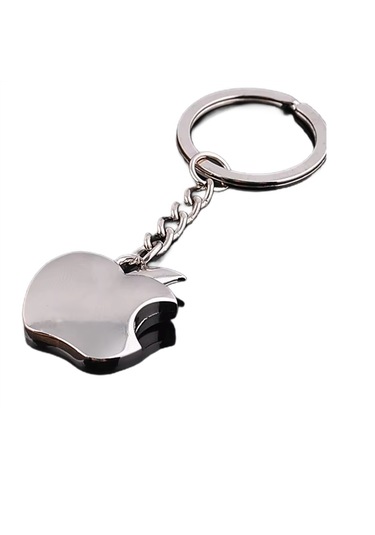 Schulzz Apple Elma Logo Şeklinde Parlak Krom Metal Anahtarlık