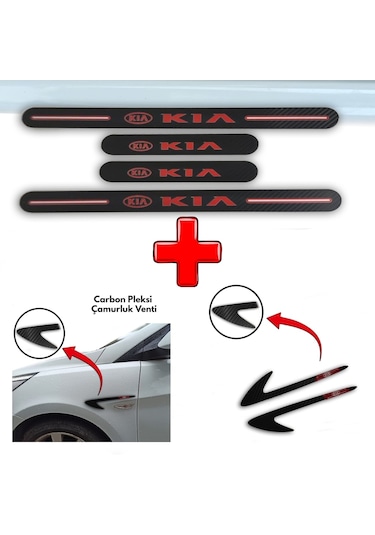 Kia Pride Uyumlu Carbon Kapı Eşiği + Carbon Çamurluk Venti (552313706)
