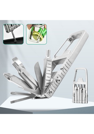 Aubyhe 13-in-1 Çok İşlevli Çelik Alet Seti: Çakı, Tornavida, Şişe Açıcı, Telefon Tutucu - Kamp Ve Outdoor İçin Kompakt Tasarım Wl-0023