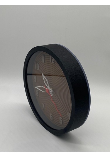 Kahverengi Spiral, Siyah Kasa, Modern Duvar Saati Siyah