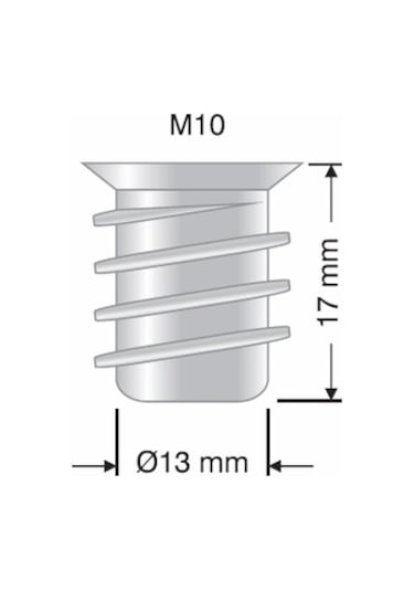 Metal Dübel Mobilya Bağlantı Zamak Vida Yuvası M10 10x25 10 Adet