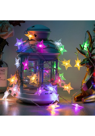 Geeroyoo Güneş Enerjili Renkli Led Yıldız Işık Zinciri, 8 Modlu 6.5m 30 Işık, Kamp, Çadır, Noel Dekorasyonu Diğer