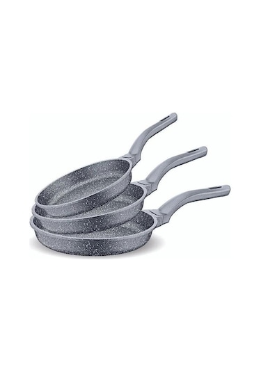 Fms D3000 Döküm Granit 3 Parça Tava Seti Gri 20-24-28 Cm