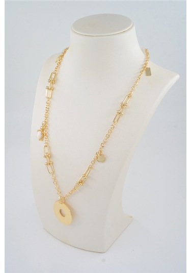 Kadın Özel Tasarım Taşlı Kaplunbağa Figürlü 60 cm Kolye - ALTIN