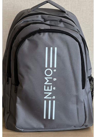 Nemo Bags Unisex Gri Sırt Çantası Büyük Boy Okul Spor Çantası