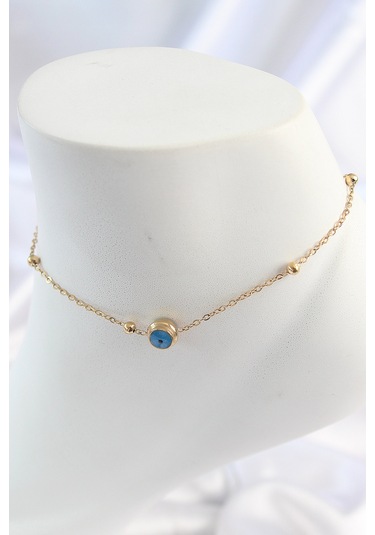 316l Çelik Gold Renk Nazar Boncuk Model Kadın Halhal Çok Renkli