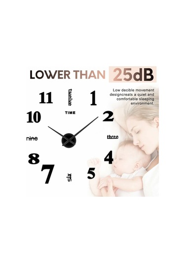 Xindoker Gümüş Modern Sessiz 3d Sticker Duvar Saati, Dıy Tasarım, Ev Ofis Dekoru, Kolay Kurulum, 70-120cm Çapı, Akrilik+eva+metal Malzeme Çok Renki