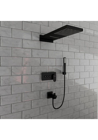 Fause Fau111-B Ankastre Comfort Panel Şelale Duş Seti Siyah