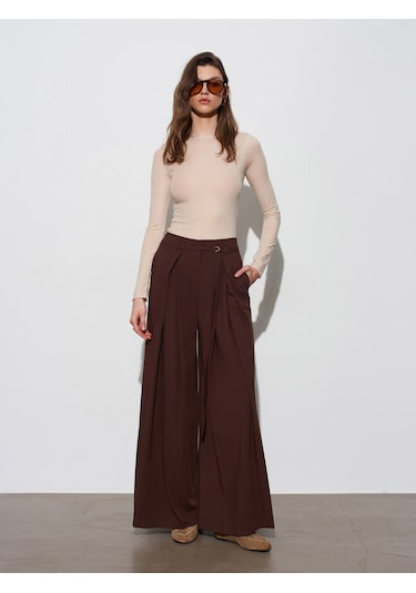 Dilvin 72665 İnce Kemerli Pantolon-kahve