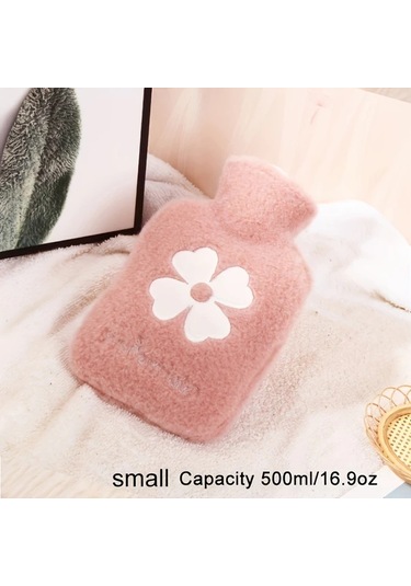 Willowhaven Pembe 500ml Pvc Sıcak Su Torbası Çiçek Desenli Taşınabilir El Isıtıcı Kış Hediyesi Pembe