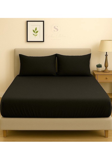 Shules Collection Siyah Çift Kişilik Çarşaf+yastık Seti %100 Pamuk Turuncu