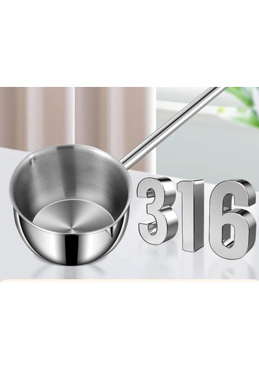 Homyl Uzun Saplı Sosluklu Yağ Tencere Küçük Ev Restoran Mutfak 600ml