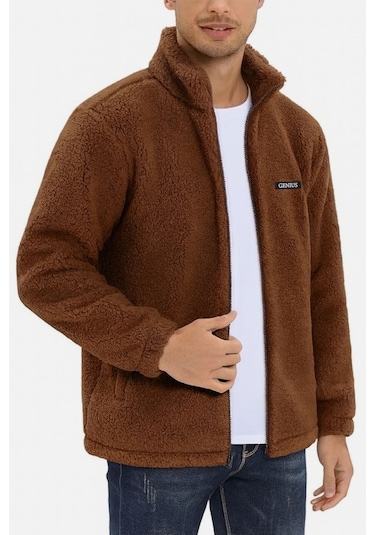 Genius Store Oversize Peluş Sweatshirt Erkek Polar Sweatshirt Erkek Sweatshirt Oversıze-peluss Kahverengi