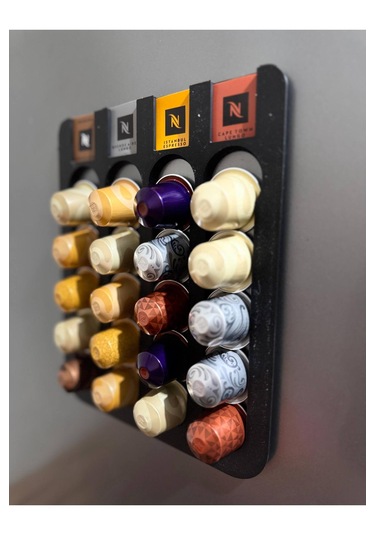 Kapsül Kahve Standı Buzdolabı Için Mıknatıslı 20 Kapsül Kapsül Tutucu Beyaz Renk Siyah