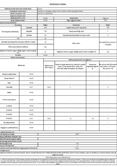 Altus ALK 472 E 490 LT No-Frost Kombi Tipi Buzdolabı