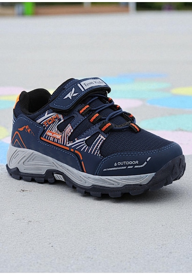 Khayt Ferrex Su Ve Soğuk Dayanıklı Kaymaz Taban Kışlık Unisex Çocuk Spor Ayakkabı Lacivert - Turuncu