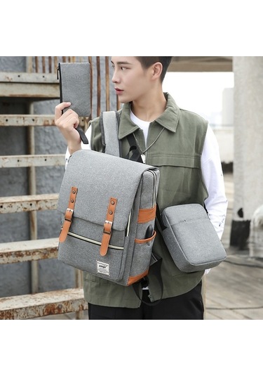 Didadodo Usb Bağlantılı Güzel Tasarım Sırt Çantası Seti - Büyük Kapasiteli Seyahat Ve Ofis Çantası Kırmızı Şarap Kırmızısı Şarap Kırmızısı