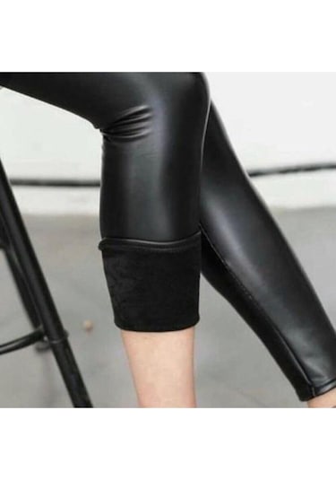 Alamod Suni Deri Kadın Tayt Siyah