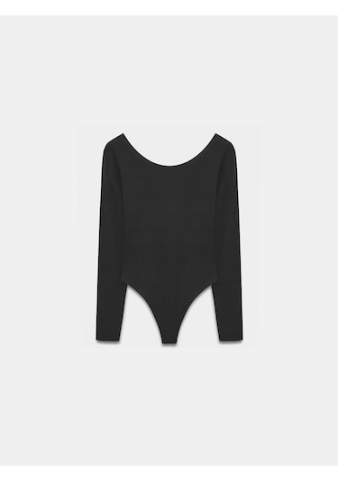 Dilvin 32776 Oval Yaka Bodysuit-siyah