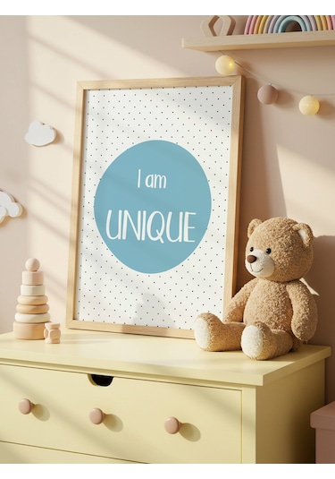 I Am Unique Dijital Baskı Poster Mavi Çerçevesiz