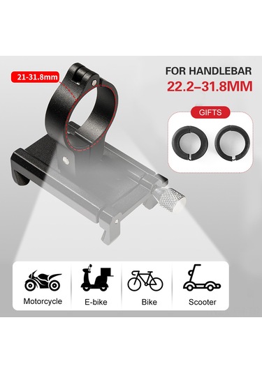 Folinda Alüminyum Bisiklet Telefon Tutucu, 3.0-6.8 İnç Telefon Uyumlu, 22.2-31.8 Mm Direk Çapı, Siyah, Esnek Kilit Ve Geniş Tutma Aralığı Siyah