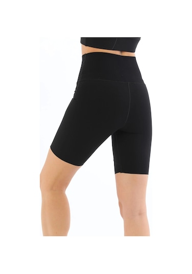 Özel Üretim Toparlayıcı Sıkılaştırıcı Vücut Şekillendirici Lazer Kesim Rahat Biker Kesim Kısa Tayt SiYAH