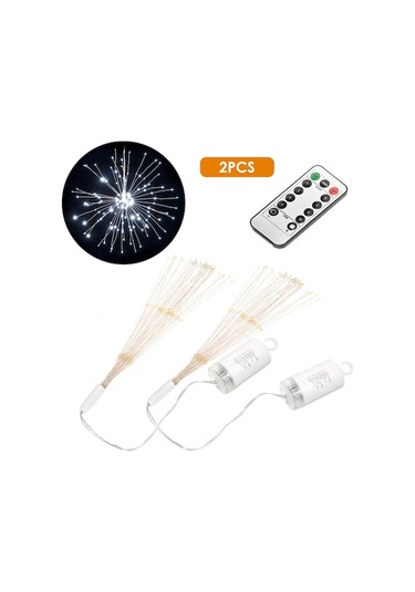 2 Adet Ip65 Su Geçirmez 150 Led Atışlı Fenerler, 8 Işık Modu Ve Parlaklık Ayarlı, Noel/parti Bahçe Dekorasyonu, Beyaz Işık, Pilli Kumandalı Beyaz Beyaz