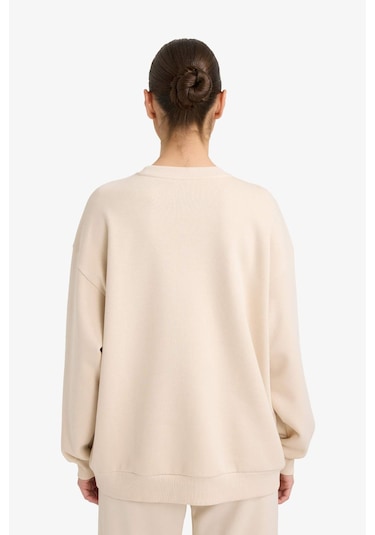 Defacto Oversıze Baskılı Sweatshirt G7026ax25wnbg186 Bej-bg186