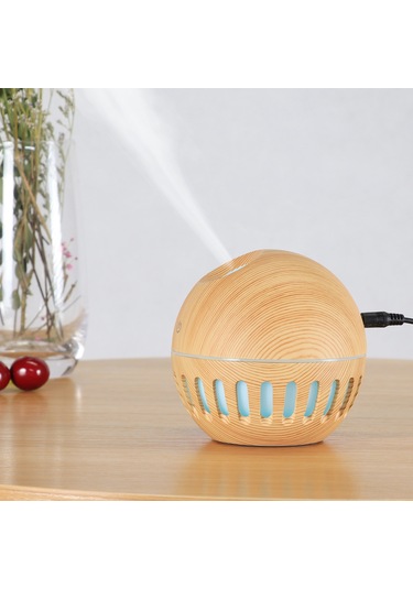 Monyee Mini Ahşap Desenli Usb Nemlendirici - 130ml, Led Gece Lambası, Aromaterapi, Sessiz İşlevli, Ev/ofis Kullanıma Uygun