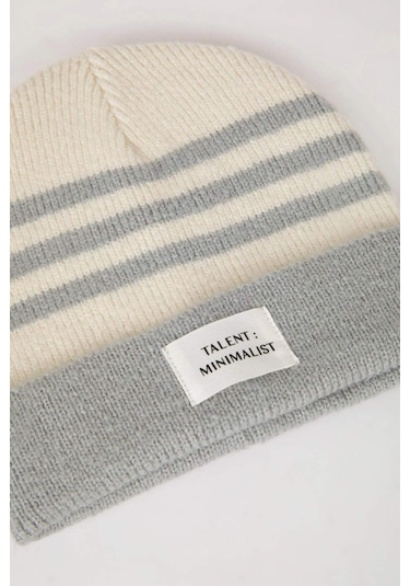 DeFacto Kadın Dokuma Etiketli Çizgili Bere A5636AX24WNGR105