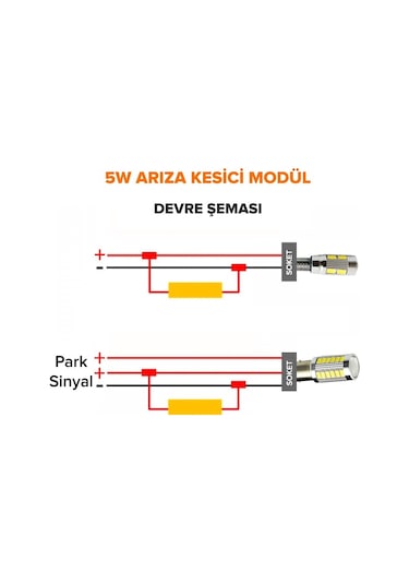 Volkswagen Passat T10 Dipsiz Ampul Led Arıza Kesici 5W Ön Park İç