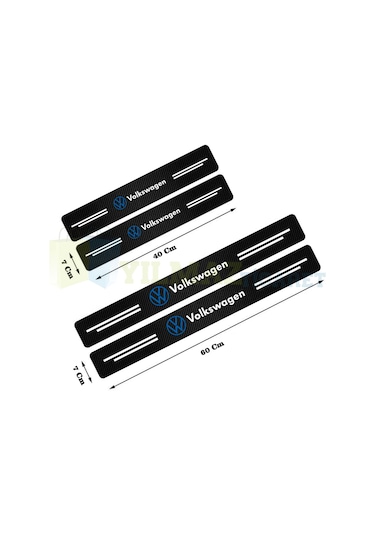 Volkswagen Mavi Karbon Kapı Eşiği Koruma Araba Oto Sticker 4Parça