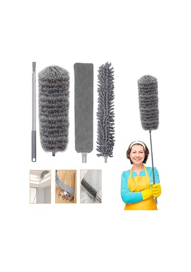 Mufunye "pratik Mikrofiber Toz Alma Seti: 250 Cm Uzatmalı Çubuk, 3 Değiştirilebilir Başlık İle Tavan, Mobilya Ve Araç Temizliği"