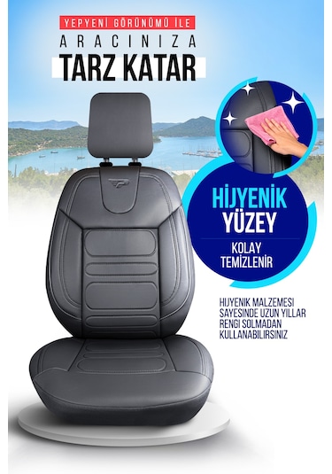 Füme - Füme Panda Rodos Serisi Deri Ortopedik Oto Koltuk Kılıfı - Tam Set